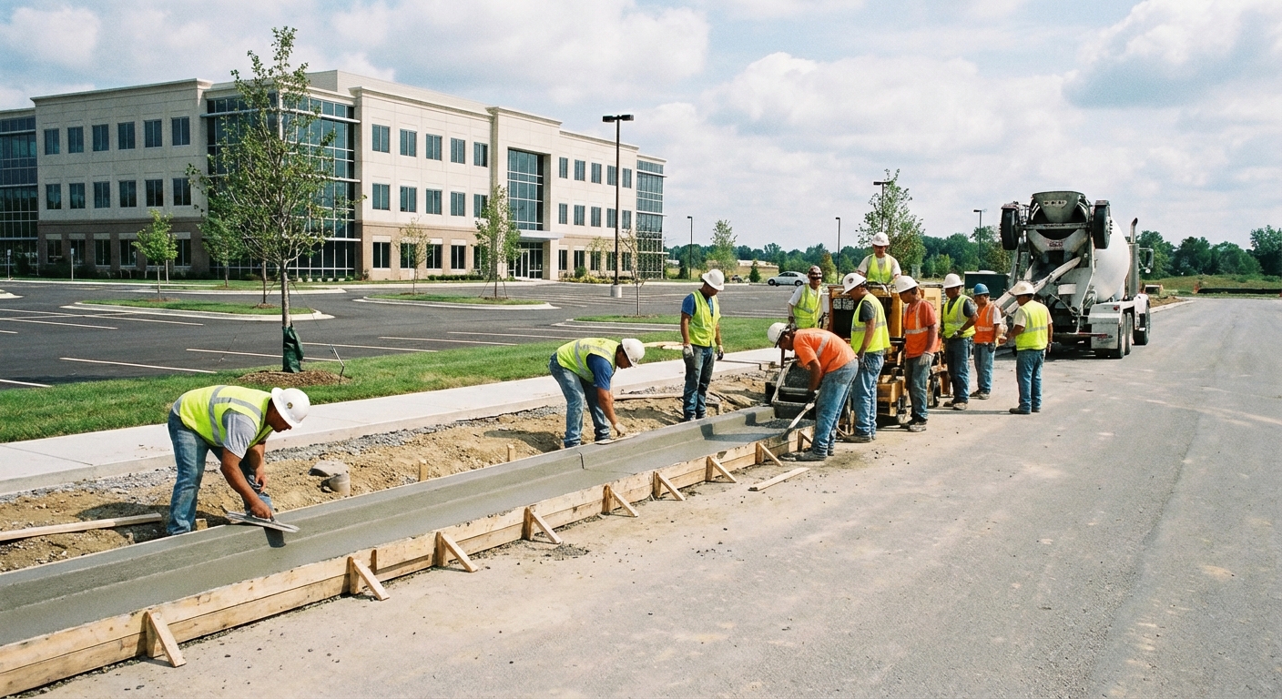 Concrete curbs and gutters